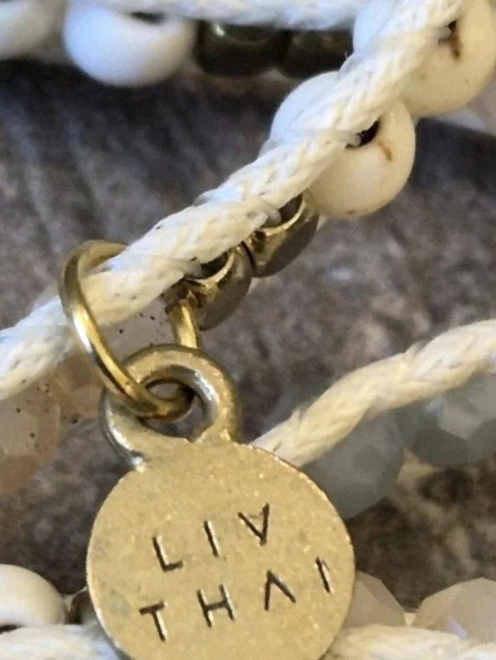 Liv Thai Boho Blue, Cream, Gold, & Gray Hues Faceted Bead Wrap Bracelet